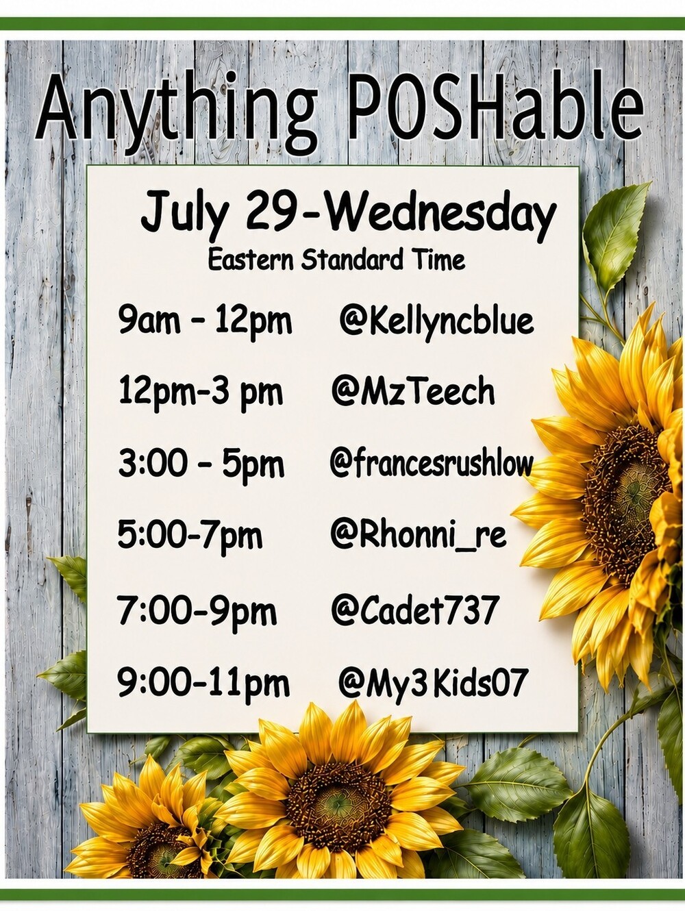 7/08/26 5PM-7PM EST Anything Poshable Train